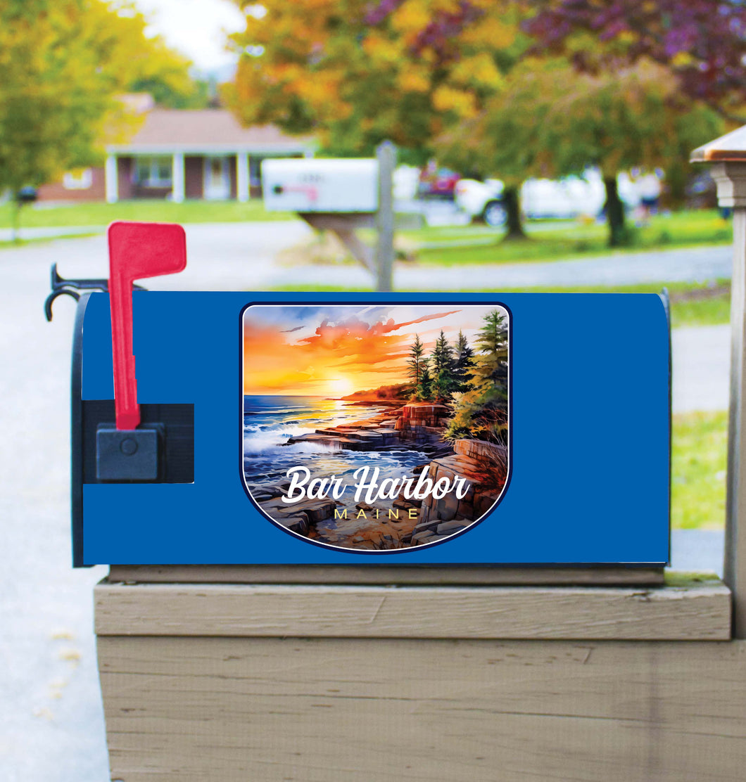Bar Harbor Maine Design B Souvenir Magnetic Mailbox Cover
