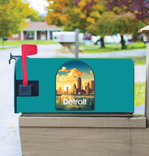 Detroit Michigan Design B Souvenir Magnetic Mailbox Cover 