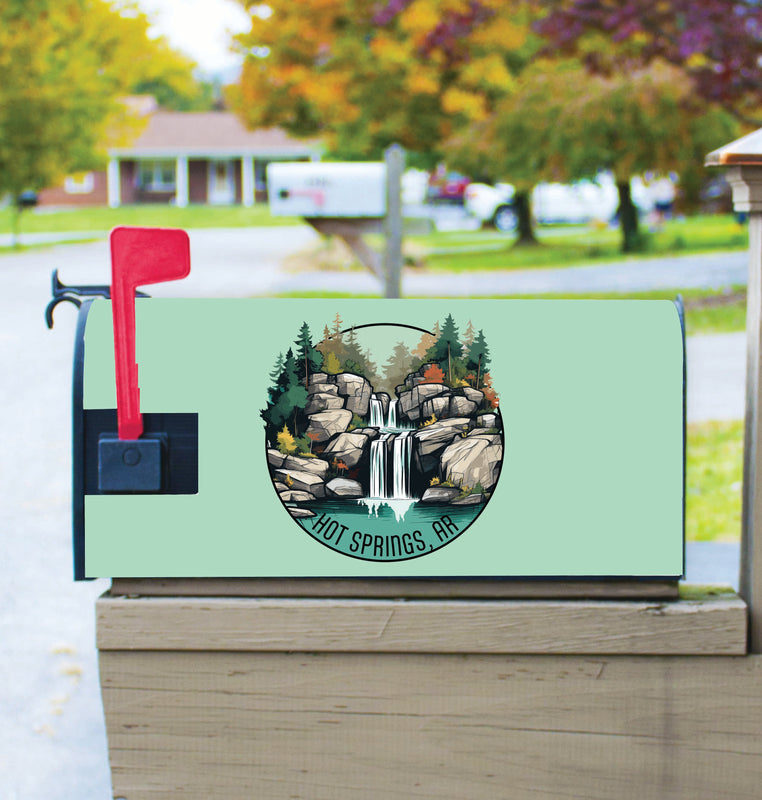 Hot Springs Arkansas Waterfall Illustration Design Souvenir Magnetic Mailbox Cover 