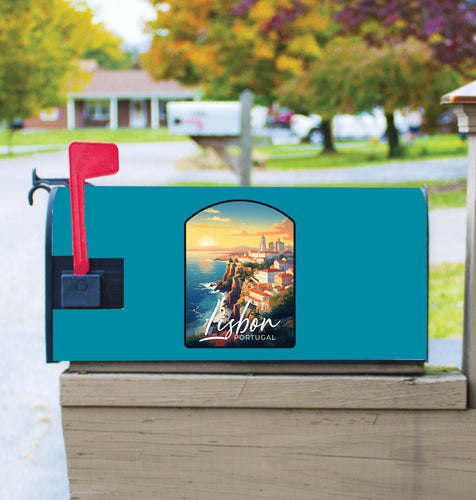 Lisbon Portugal Design B Souvenir Magnetic Mailbox Cover