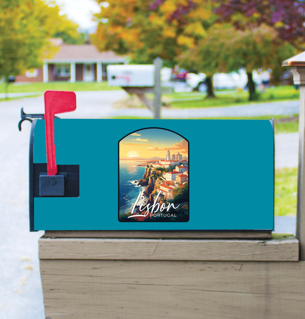 Lisbon Portugal Design B Souvenir Magnetic Mailbox Cover