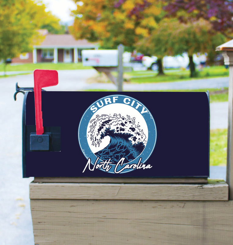 Surf City North Carolina Wave Design Souvenir Magnetic Mailbox Cover 