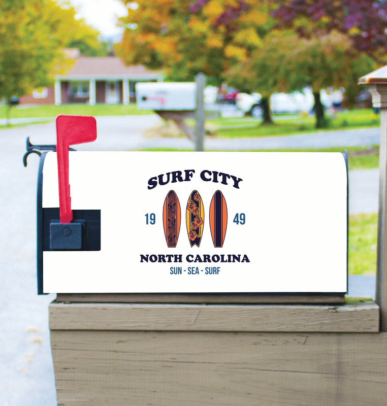Surf City North Carolina Sun Sea Surf Design Souvenir Magnetic Mailbox Cover 