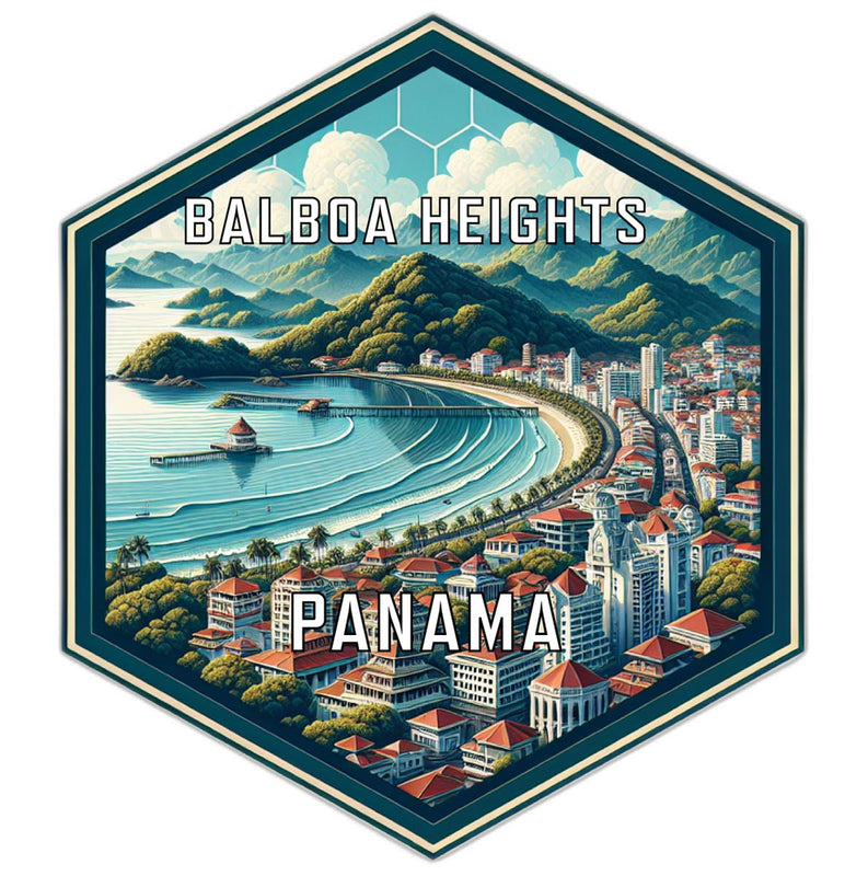 Balboa Heights Panama Souvenir Travel Destination Die Cut Hexagon Fridge Magnet 6-Inch