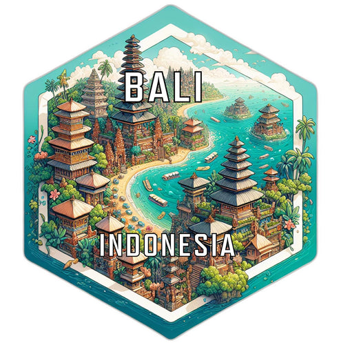 Bali Indonesia Souvenir Travel Destination Die Cut Hexagon Fridge Magnet 2-Inch