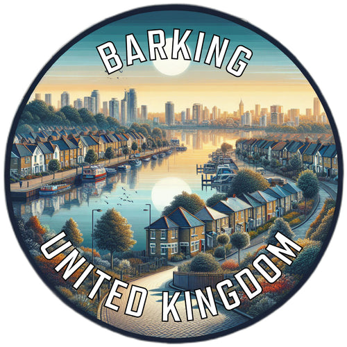 Barking United Kingdom Souvenir Die Cut Flat Magnet 4-Inch