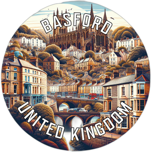Basford United Kingdom Souvenir Die Cut Flat Magnet 6-Inch
