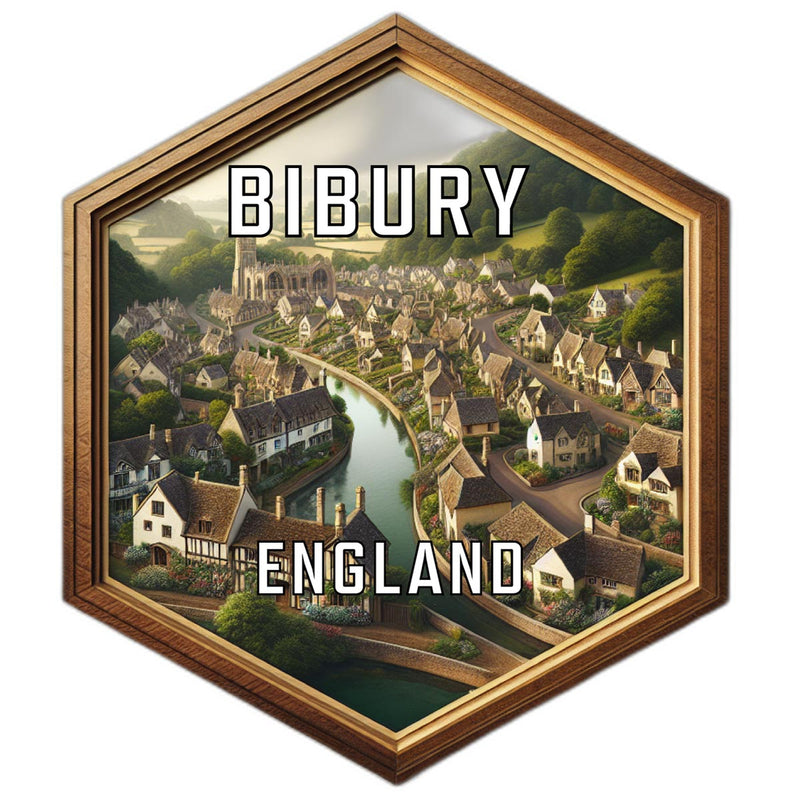 Bibury England Souvenir Travel Destination Die Cut Hexagon Fridge Magnet 2-Inch
