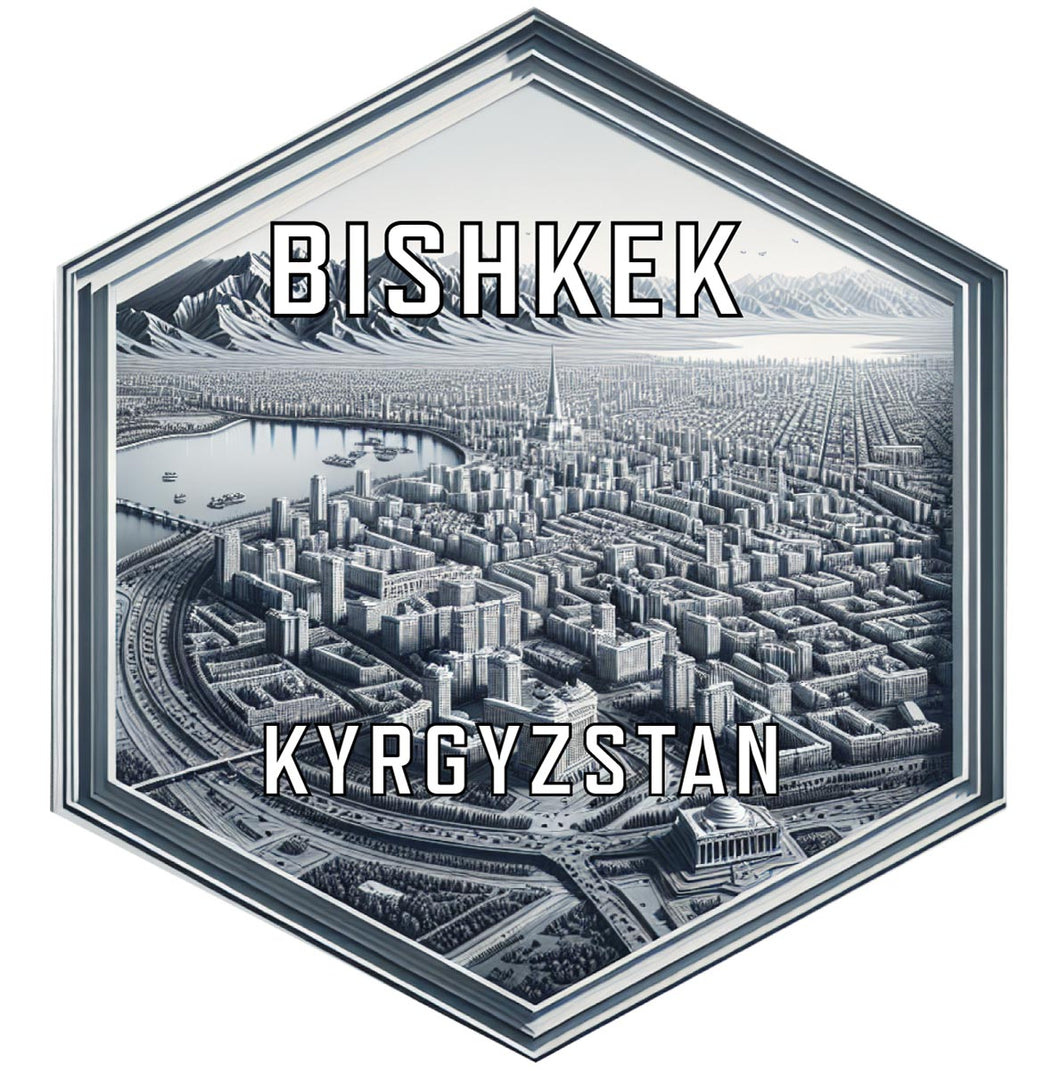 Bishkek Kyrgyzstan Souvenir Travel Destination Die Cut Hexagon Fridge Magnet 2-Inch