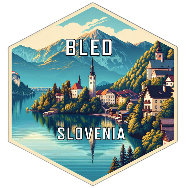 Bled Slovenia Souvenir Travel Destination Die Cut Hexagon Fridge Magnet 2-Inch