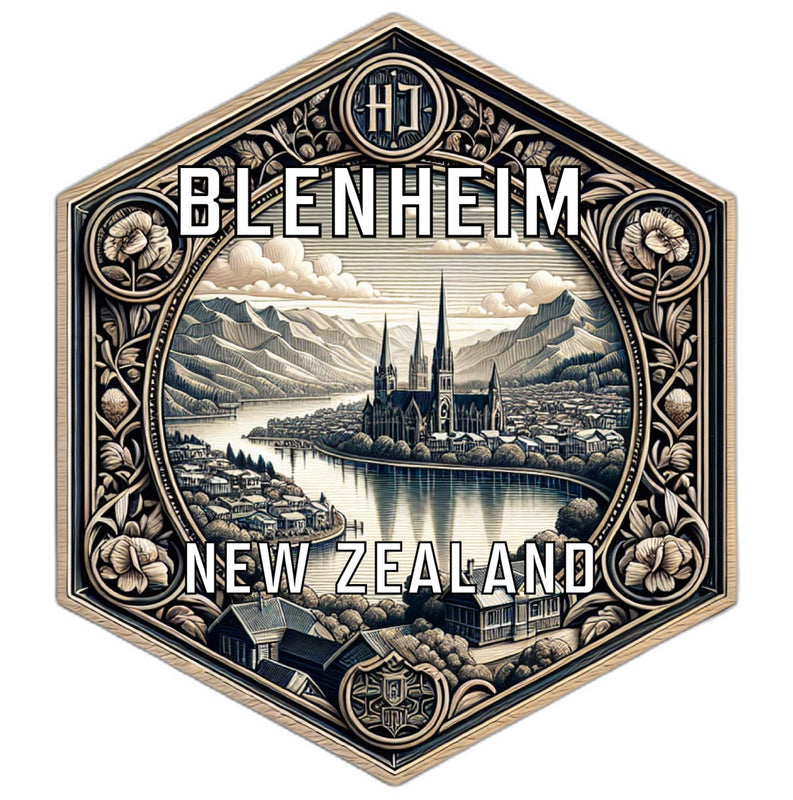 Blenheim New Zealand Souvenir Travel Destination Die Cut Hexagon Fridge Magnet 2-Inch