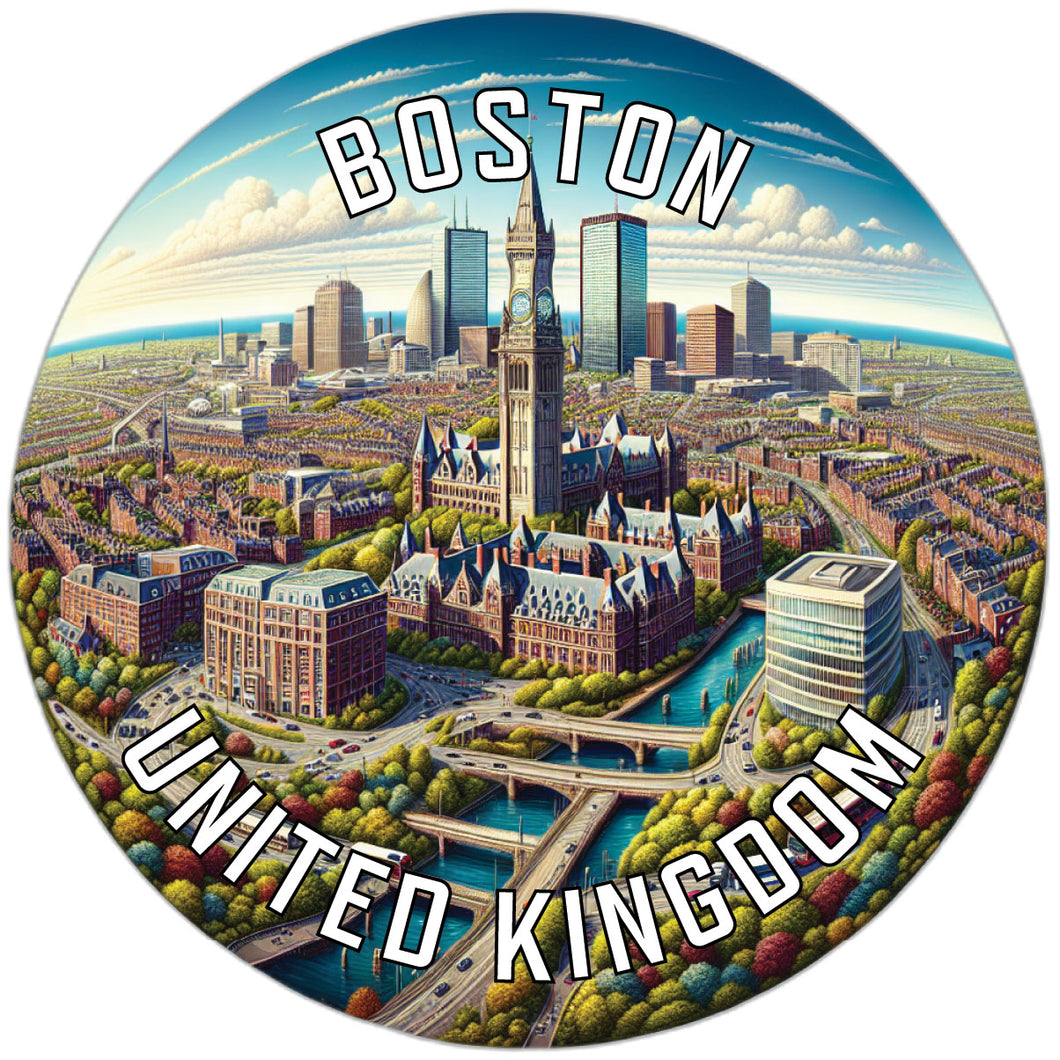 Boston United Kingdom Souvenir Die Cut Flat Magnet 3-Inch