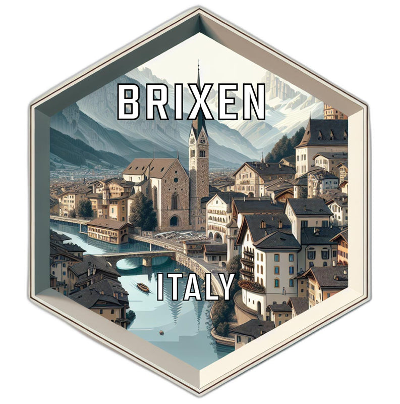 Brixen Italy Souvenir Travel Destination Die Cut Hexagon Fridge Magnet 2-Inch