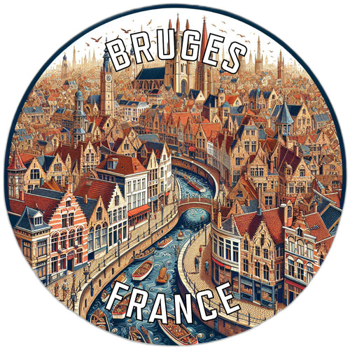 Bruges France Souvenir Die Cut Flat Magnet 2-Inch