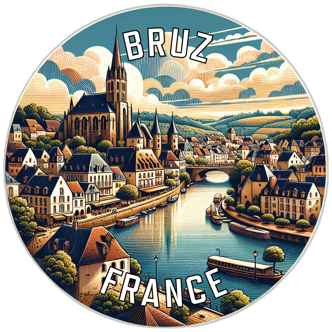 Bruz France Souvenir Die Cut Flat Magnet 2-Inch