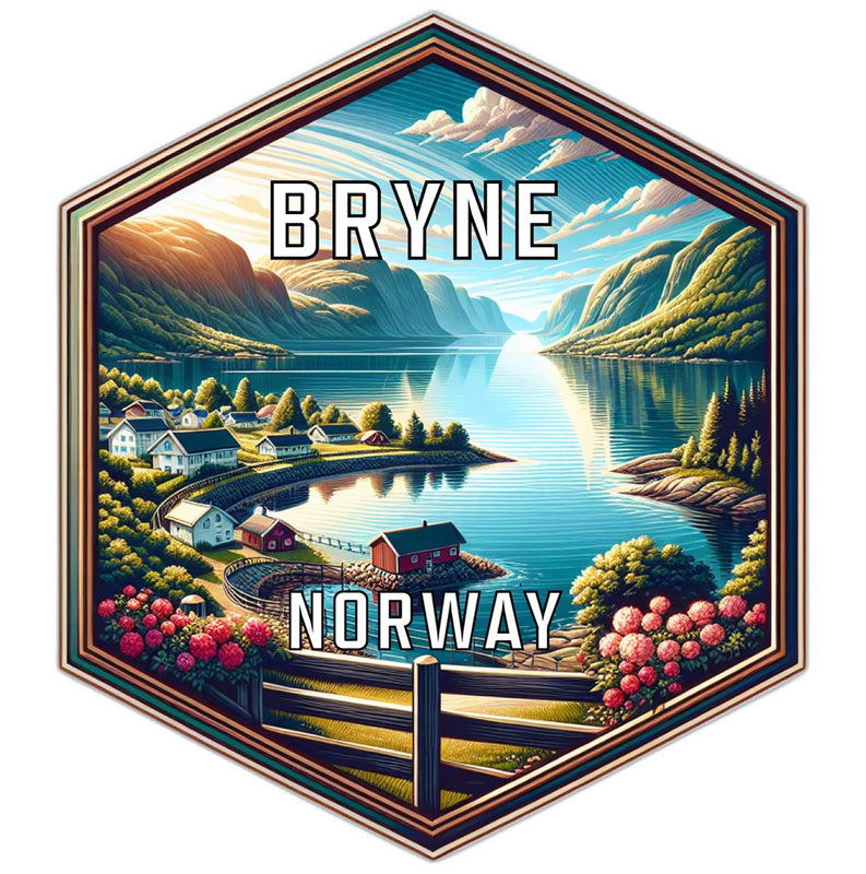 Bryne Norway Souvenir Travel Destination Die Cut Hexagon Fridge Magnet 6-Inch