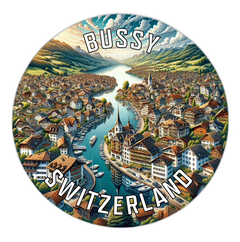 Bussy Switzerland Souvenir Die Cut Flat Magnet 2-Inch