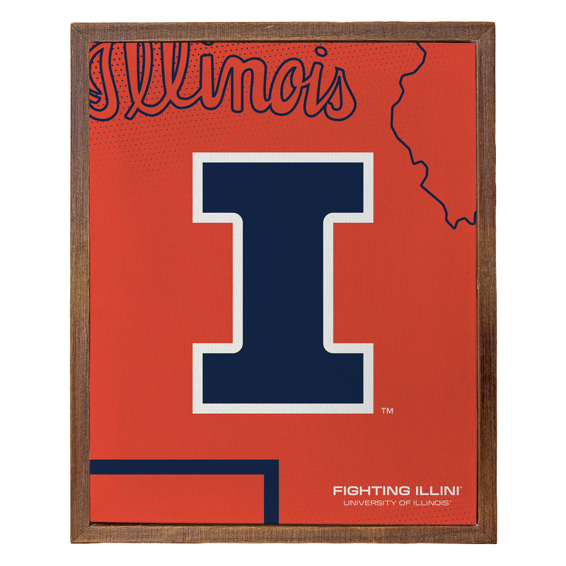 Illinois Fighting Illini Officially Licensed 8" x 10"-Inches Canvas Frame 