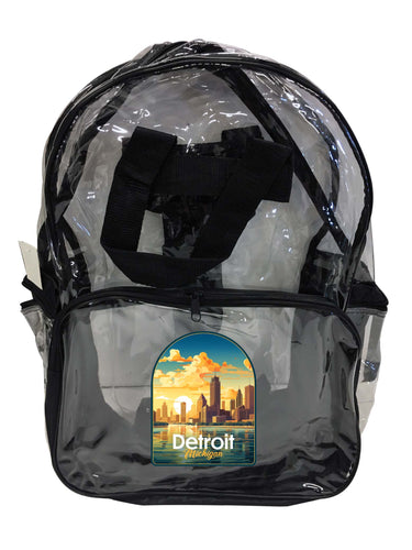 Detroit Michigan Design B Souvenir Clear View Backpack 