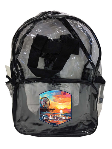 Santa Monica California Design A Souvenir Clear View Backpack 