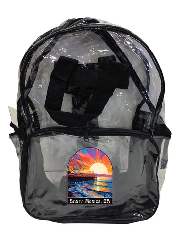 Santa Monica California Design B Souvenir Clear View Backpack 