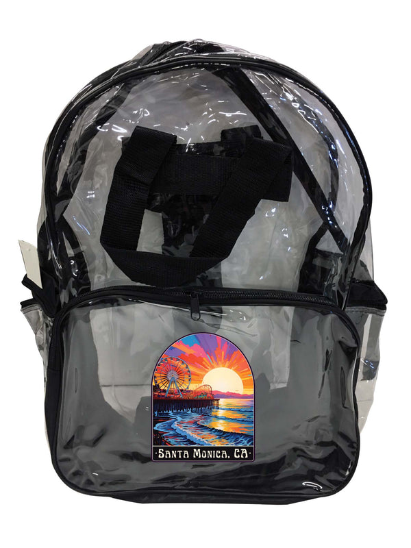 Santa Monica California Design B Souvenir Clear View Backpack 