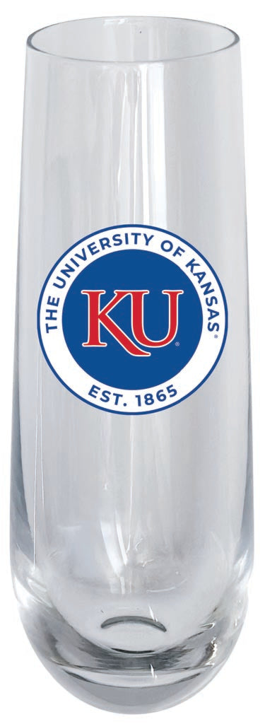 Kansas Jayhawks 10oz Stemless Flute Officially Licensed Collegiate Product 4-Pack