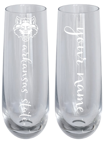 Arkansas State Customizable 10 oz Engraved Champagne Flute – Officially Licensed Product 