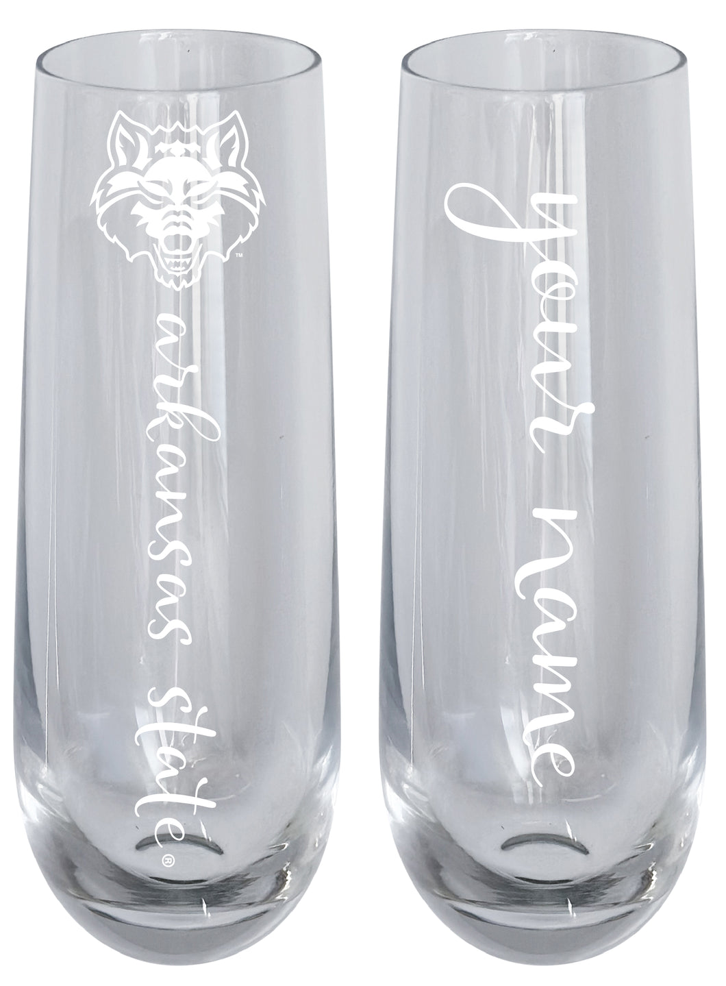 Arkansas State Customizable 10 oz Engraved Champagne Flute – Officially Licensed Product 