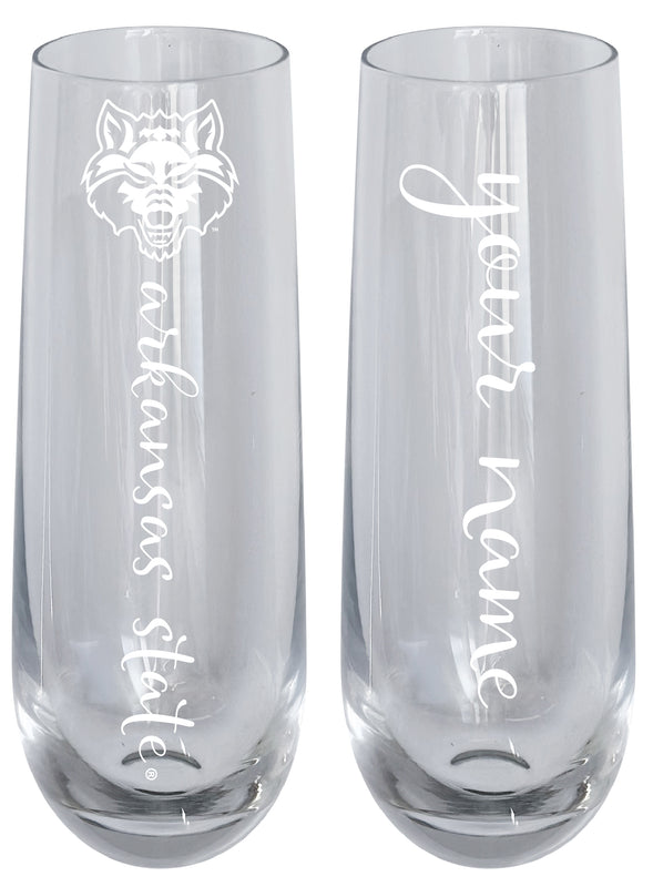 Arkansas State Customizable 10 oz Engraved Champagne Flute – Officially Licensed Product 