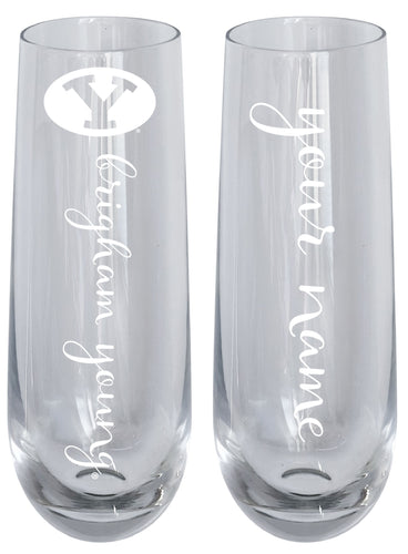 Brigham Young Cougars Customizable 10 oz Engraved Champagne Flute – Officially Licensed Product 