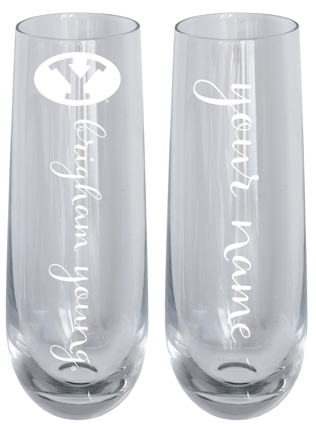 Brigham Young Cougars Customizable 10 oz Engraved Champagne Flute – Officially Licensed Product 