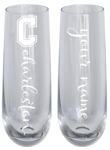 College of Charleston Customizable 10 oz Engraved Champagne Flute – Officially Licensed Product 