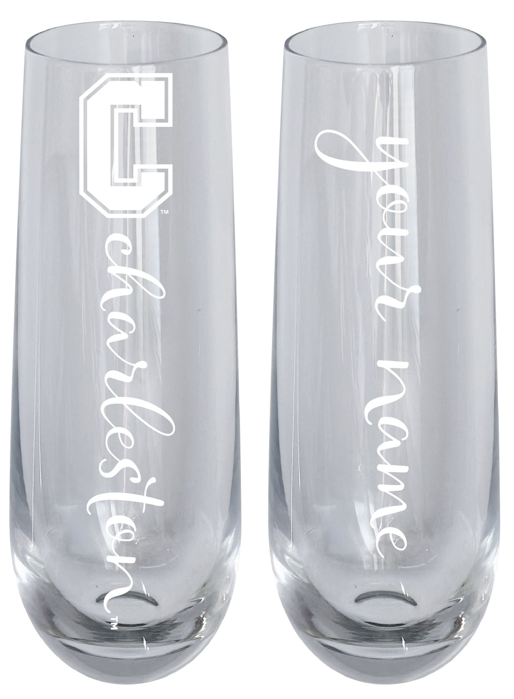 College of Charleston Customizable 10 oz Engraved Champagne Flute – Officially Licensed Product 