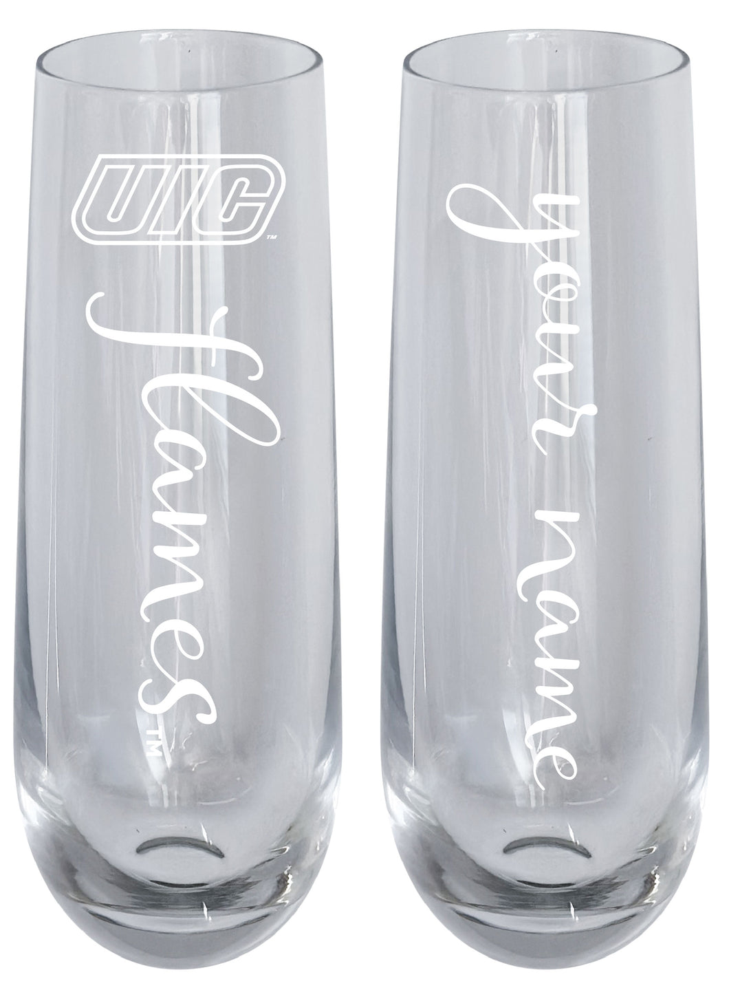 University of Illinois at Chicago Customizable 10 oz Engraved Champagne Flute – Officially Licensed Product 
