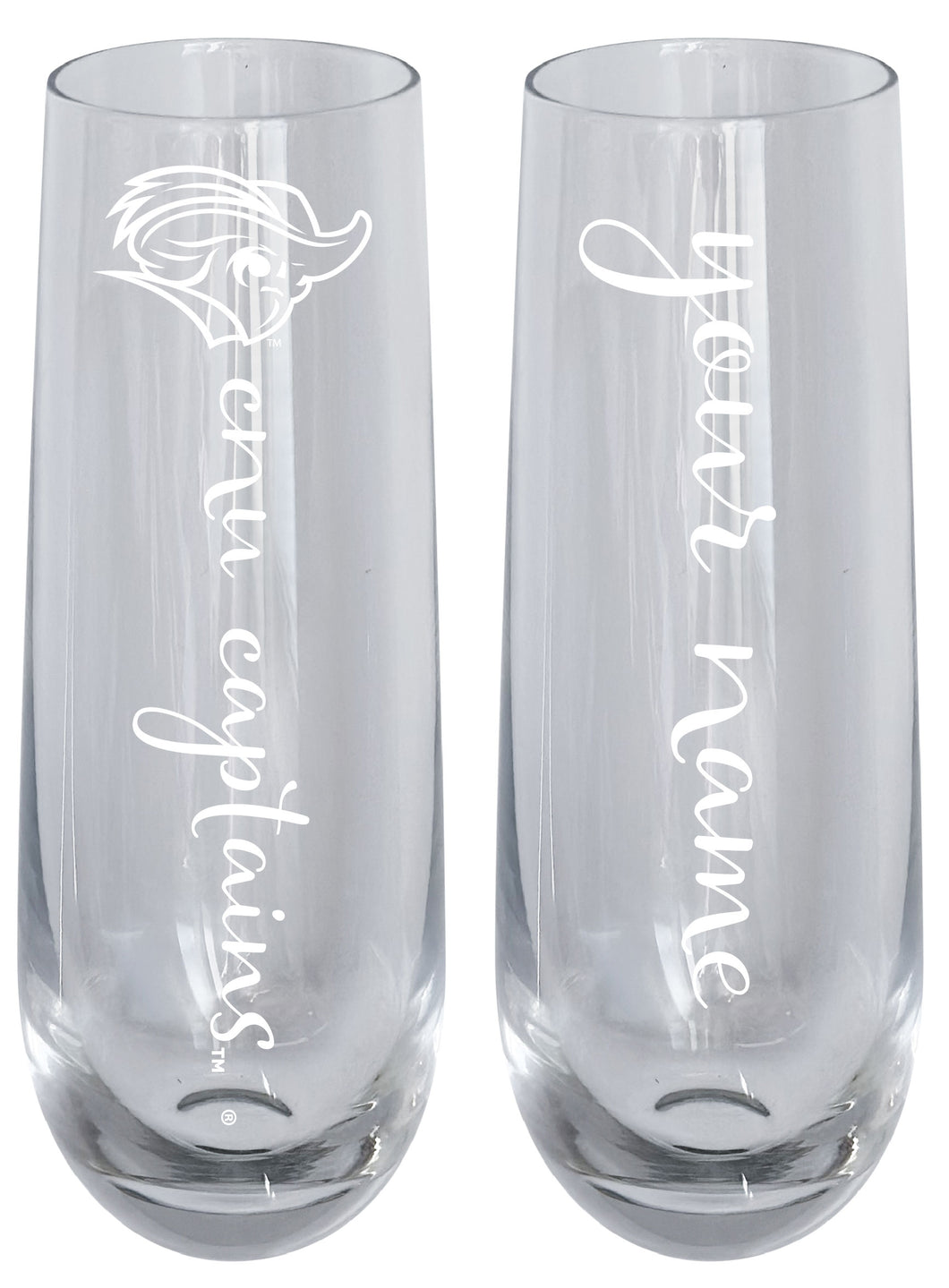 Christopher Newport Captains Customizable 10 oz Engraved Champagne Flute – Officially Licensed Product 