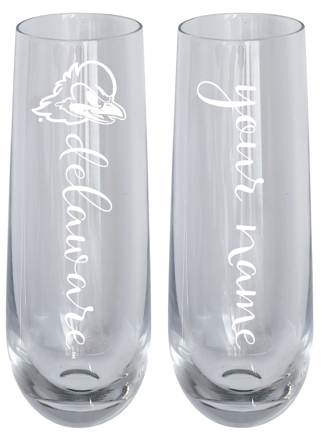 Delaware Blue Hens Customizable 10 oz Engraved Champagne Flute – Officially Licensed Product 