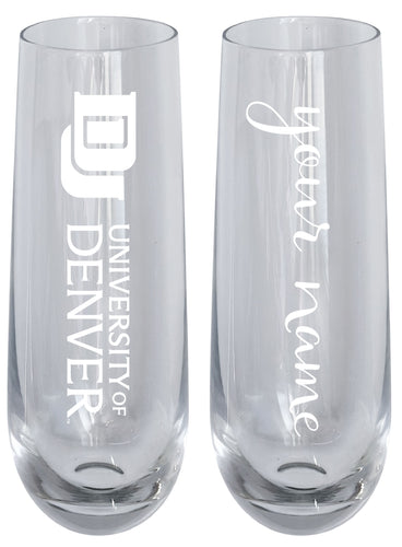 University of Denver Pioneers Customizable 10 oz Engraved Champagne Flute – Officially Licensed Product 