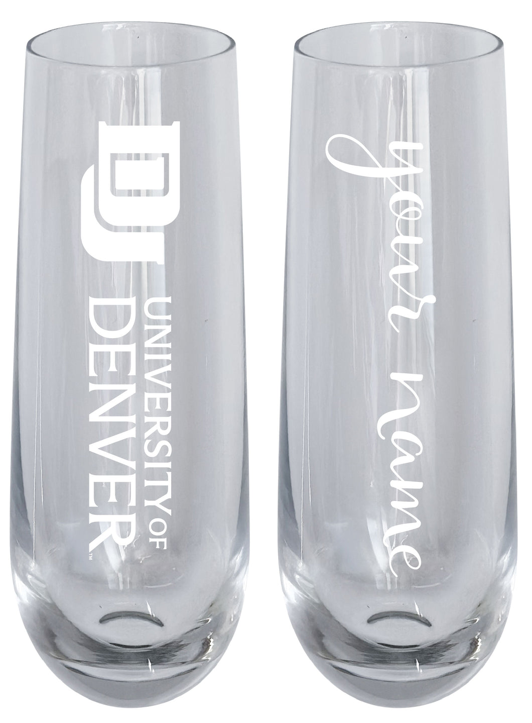 University of Denver Pioneers Customizable 10 oz Engraved Champagne Flute – Officially Licensed Product 