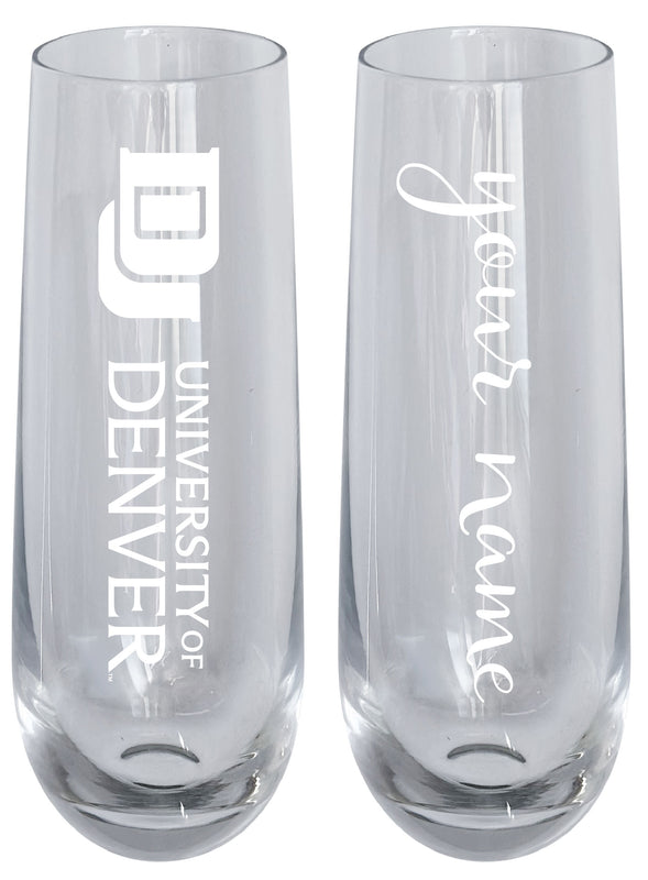 University of Denver Pioneers Customizable 10 oz Engraved Champagne Flute – Officially Licensed Product 