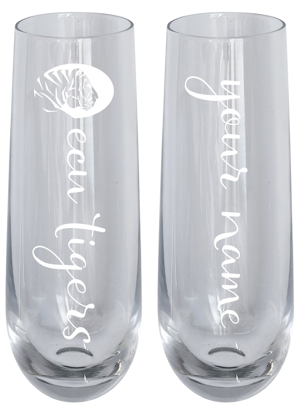 East Central University Tigers Customizable 10 oz Engraved Champagne Flute – Officially Licensed Product 