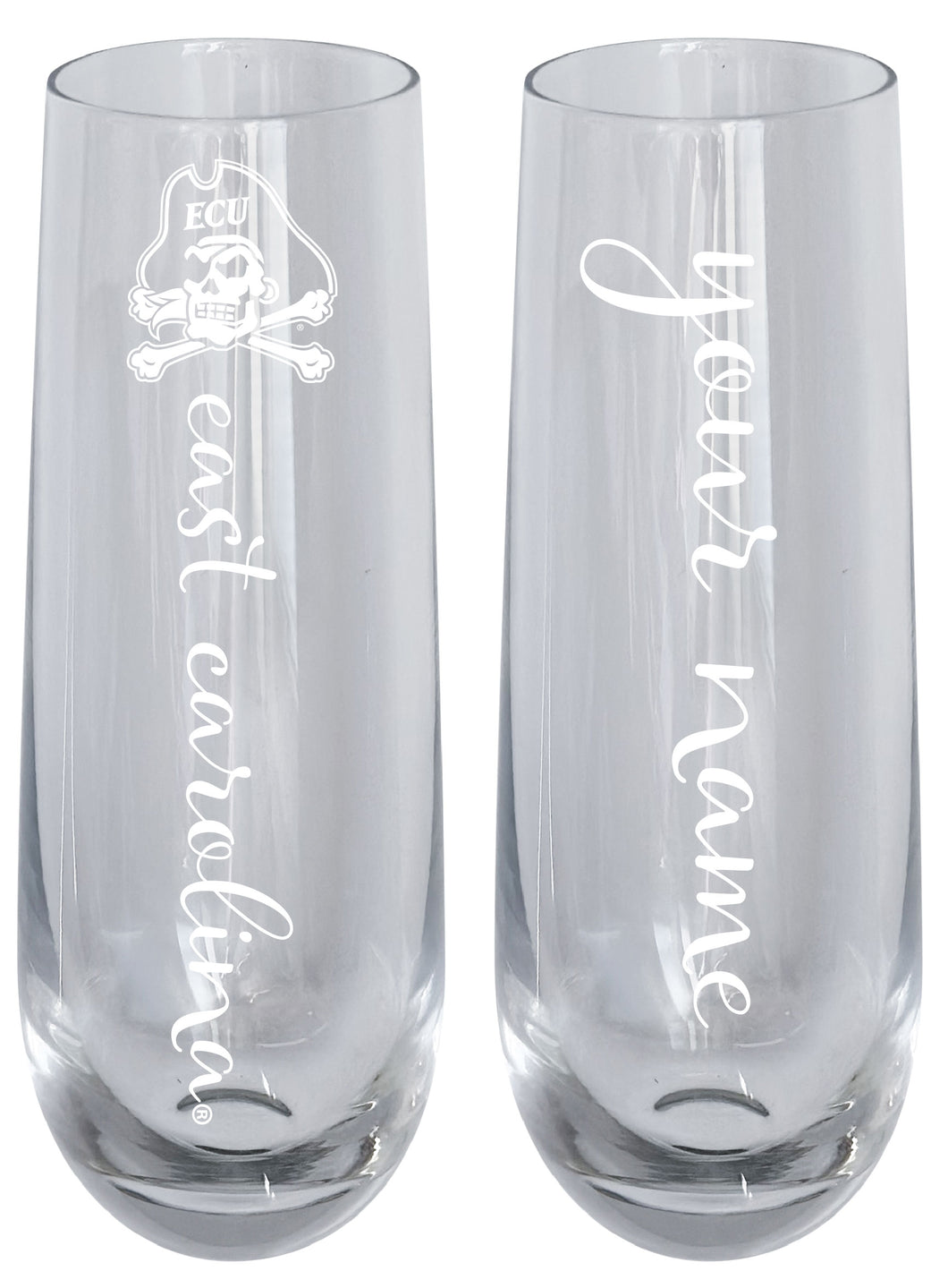 East Carolina Pirates Customizable 10 oz Engraved Champagne Flute – Officially Licensed Product 