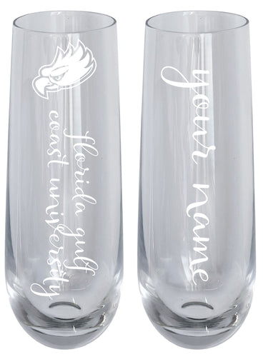 Florida Gulf Coast Eagles Customizable 10 oz Engraved Champagne Flute – Officially Licensed Product 