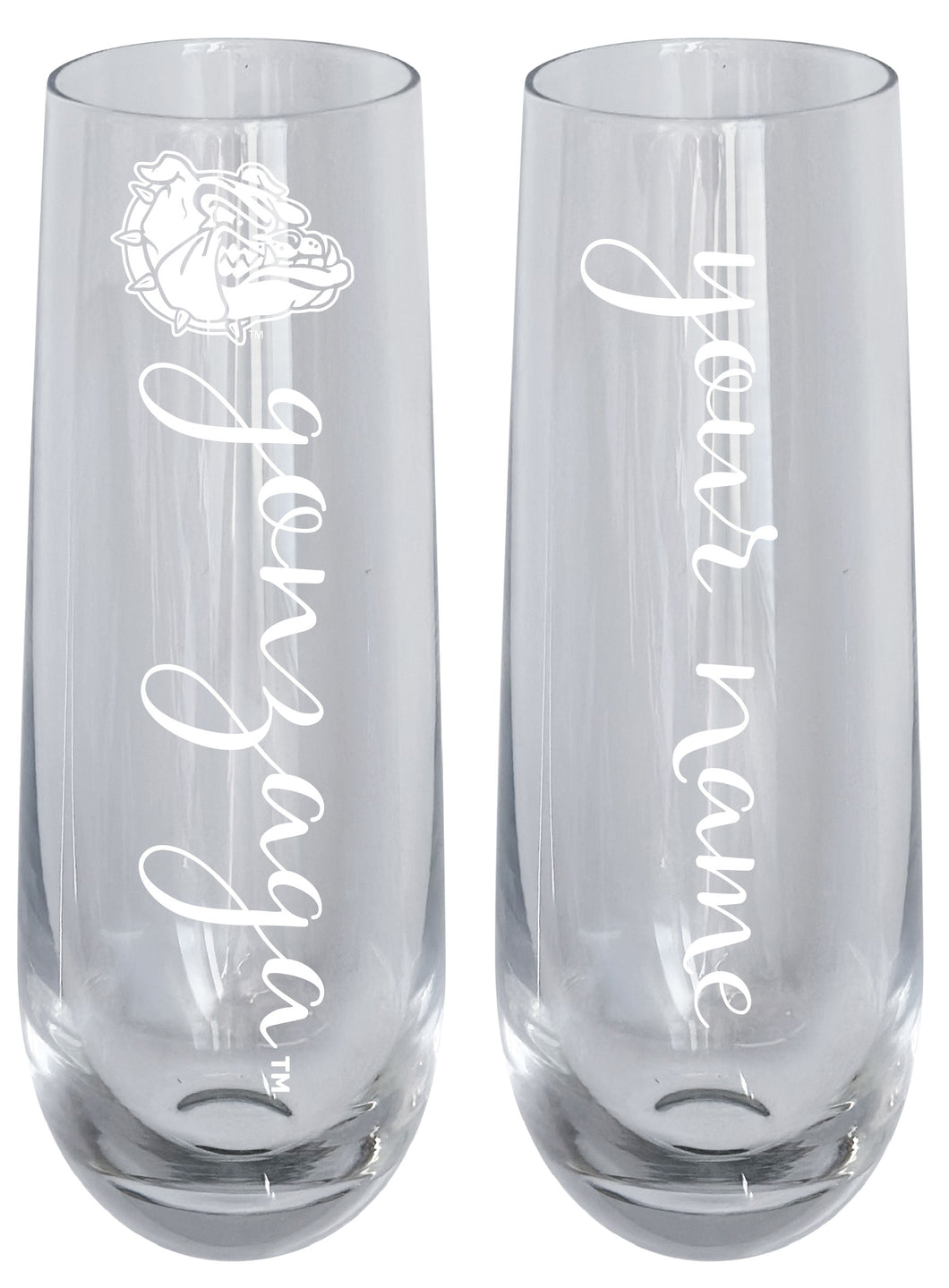 Gonzaga Bulldogs Customizable 10 oz Engraved Champagne Flute – Officially Licensed Product 
