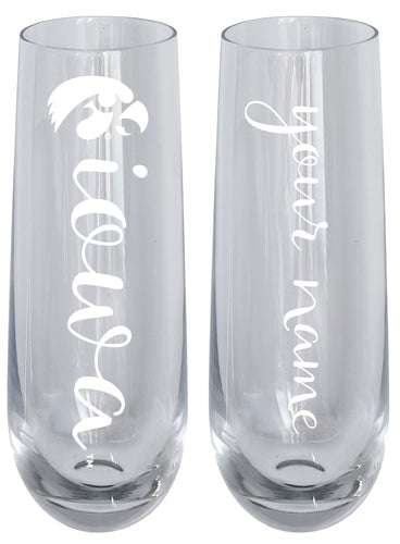 Iowa Hawkeyes Customizable 10 oz Engraved Champagne Flute – Officially Licensed Product 