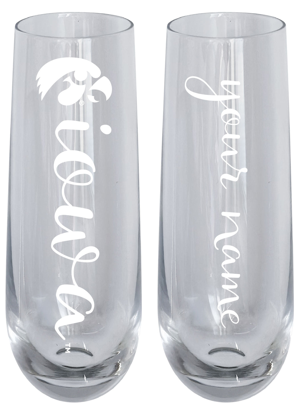 Iowa Hawkeyes Customizable 10 oz Engraved Champagne Flute – Officially Licensed Product 