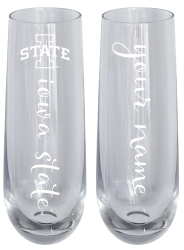 Iowa State Cyclones Customizable 10 oz Engraved Champagne Flute – Officially Licensed Product 