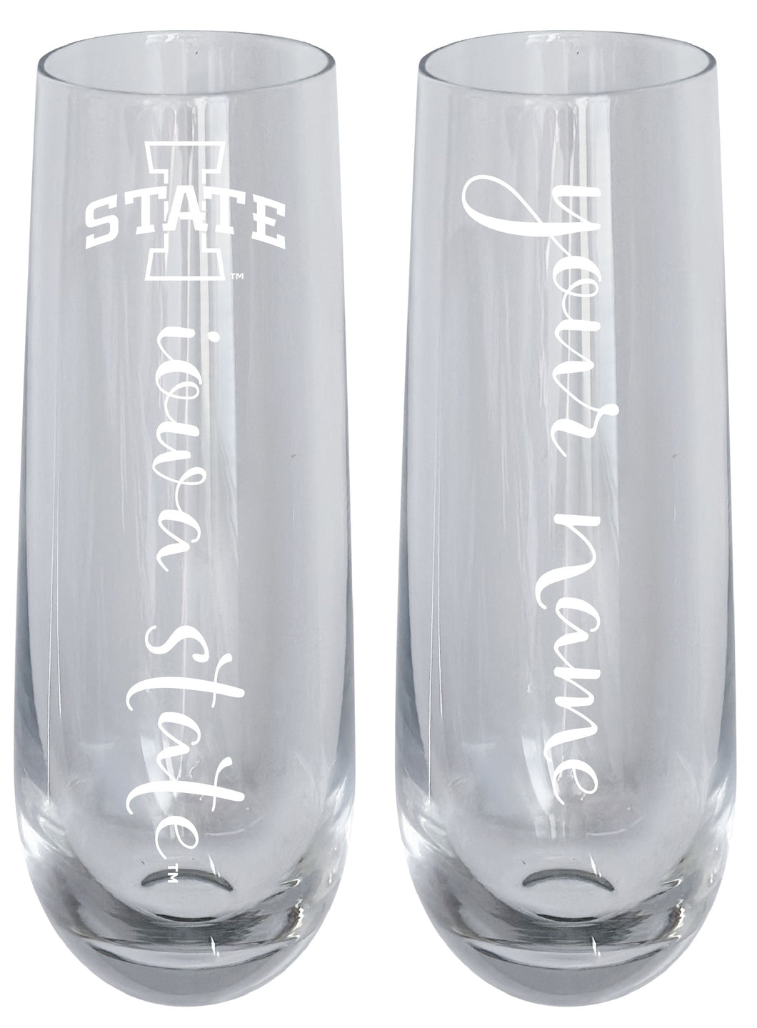 Iowa State Cyclones Customizable 10 oz Engraved Champagne Flute – Officially Licensed Product 