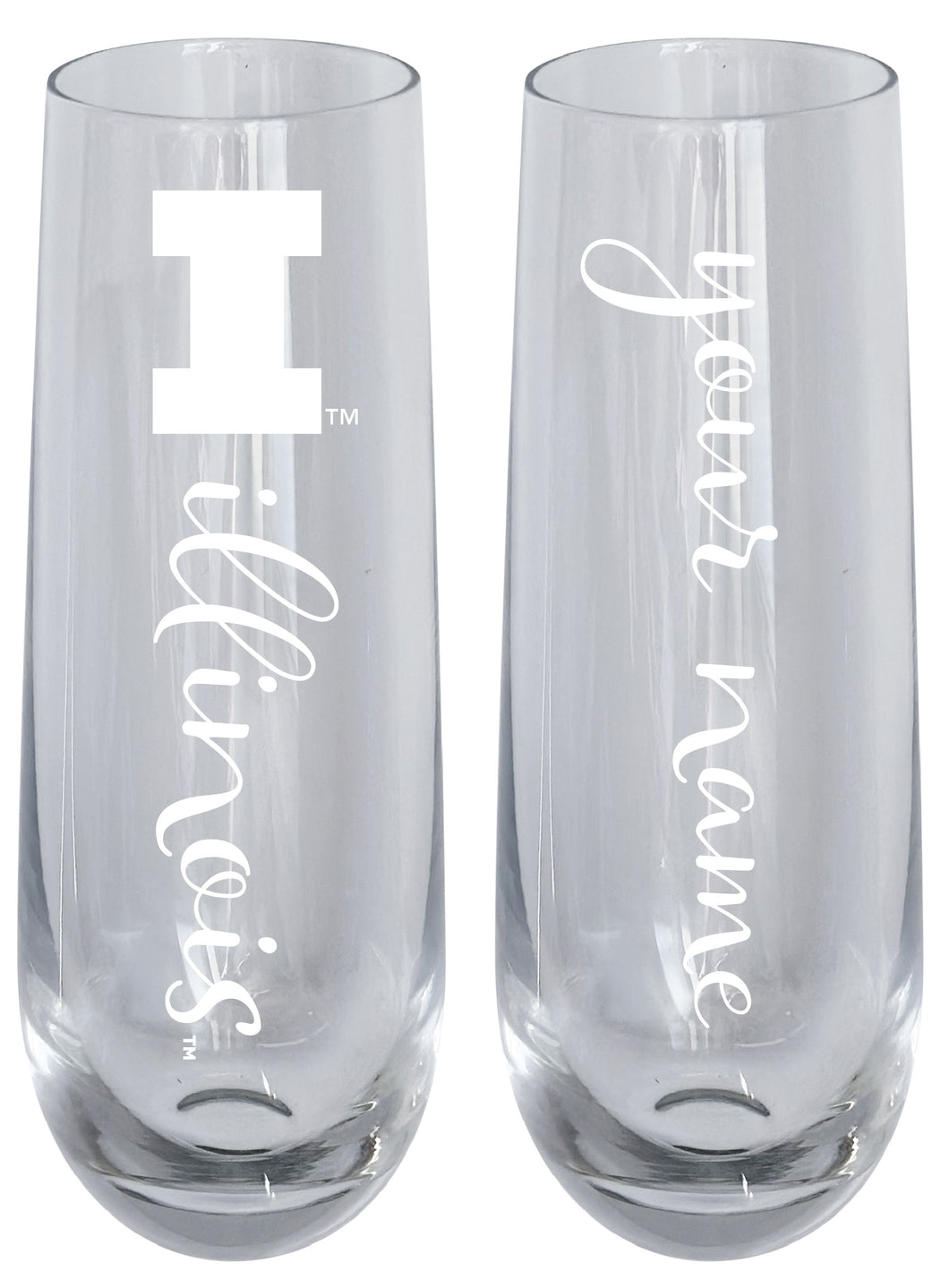 Illinois Fighting Illini Customizable 10 oz Engraved Champagne Flute – Officially Licensed Product 
