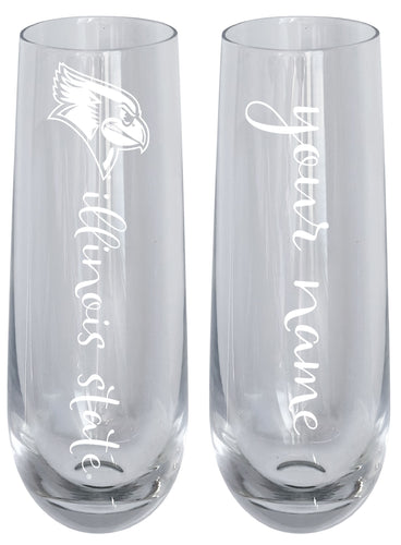 Illinois State Redbirds Customizable 10 oz Engraved Champagne Flute – Officially Licensed Product 